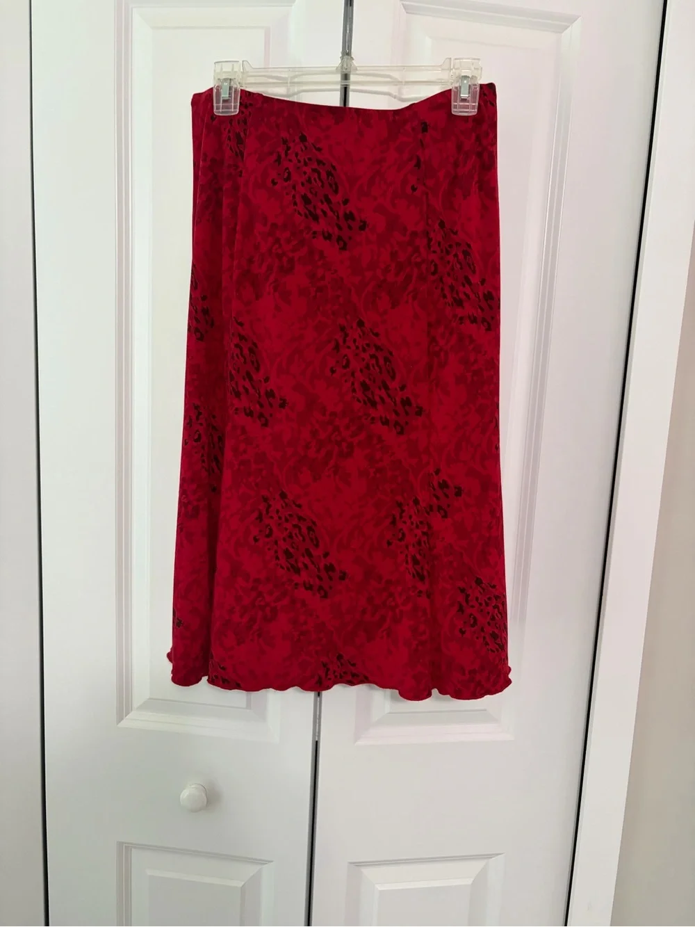 Red and black animal print flowy skirt